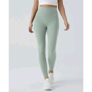 Halara UltraSculpt High Waisted Tummy Control Butt Lifting Leggings Green 7/8